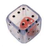 Double Dice 1d6 inside d6 (19mm) Clear Shell w/internal Red/white d6