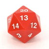 Huge 55mm Opaque Red/white d20