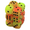 Gemini? D6 16mm (12 Dice) Orange-Yellow w/black