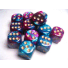 Gemini? D6 16mm (12 Dice) Purple-Teal w/gold