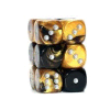 Gemini? D6 16mm (12 Dice) Black-Gold w/silver