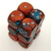Gemini? D6 16mm (12 Dice) Copper-Teal w/silver
