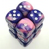 Gemini? D6 16mm (12 Dice) Pink-Purple w/white