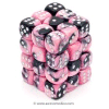 Gemini? D6 12mm (36 Dice) Black-Pink w/white
