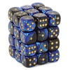 Gemini? D6 12mm (36 Dice) Black-Blue w/gold