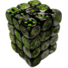 Gemini? D6 12mm (36 Dice) Black-Grey w/green