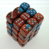 Gemini? D6 12mm (36 Dice) Copper-Teal w/silver