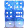 D6 16 mm (12 Dice) Borealis? Sky Blue w/white