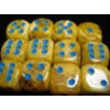 D6 16 mm (12 Dice) Vortex Yellow w/blue