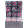 D6 12mm (36 Dice) Velvet? Black w/red