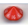 Opaque 16-Sided Dice Red w/white